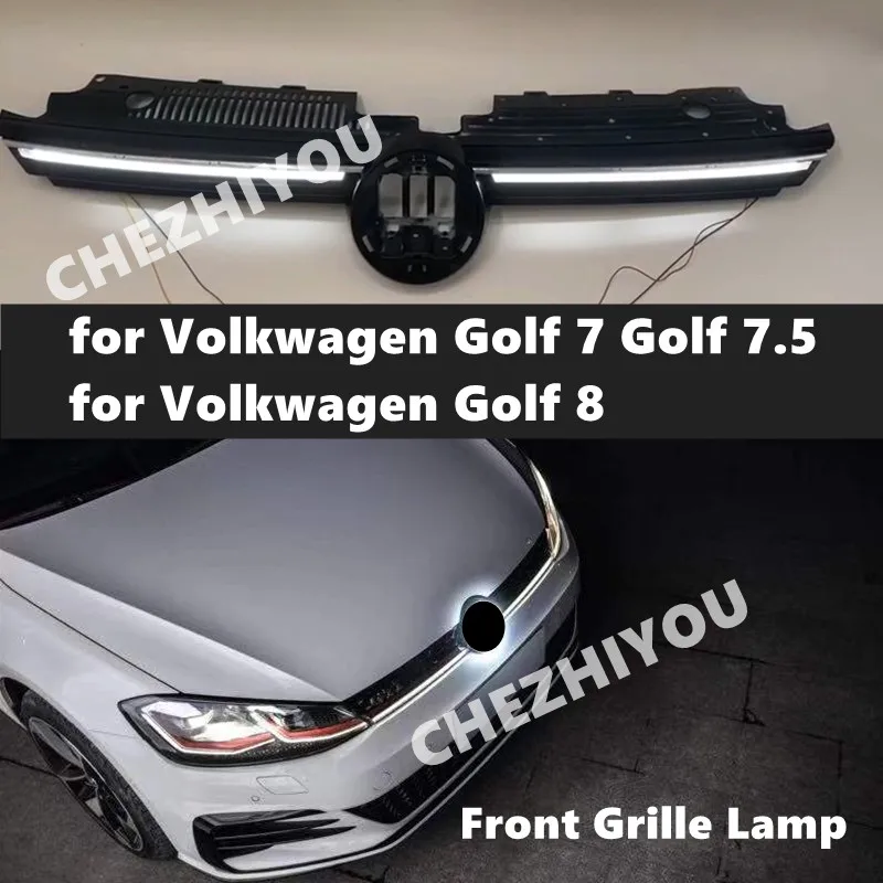 Front Bumper Grille Lamp, Modificação Auto Farol, Acessórios do carro, Volkswagen Golf 6, Golf 7, 7.5, 8, GTI