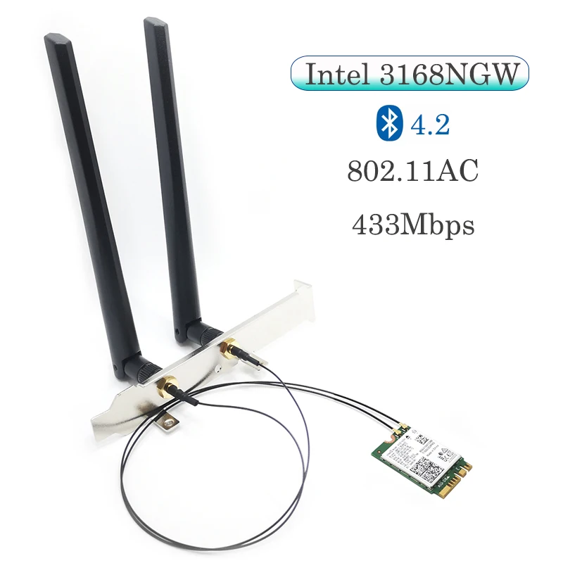 Tarjeta de red Wifi inalámbrica, kit de antena para NGFF/M.2, 7265NGW, 8265NGW, 3168AC, 2,4G/5G, AC 802.11AC, 9260NGW