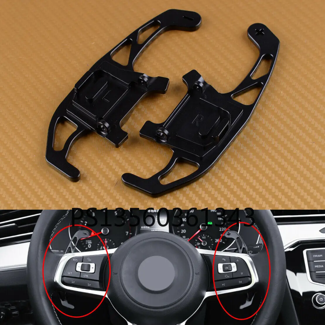 

2pcs Black Steering Wheel Shift Paddle Shifter Extension Fit for VW Jetta Golf 7