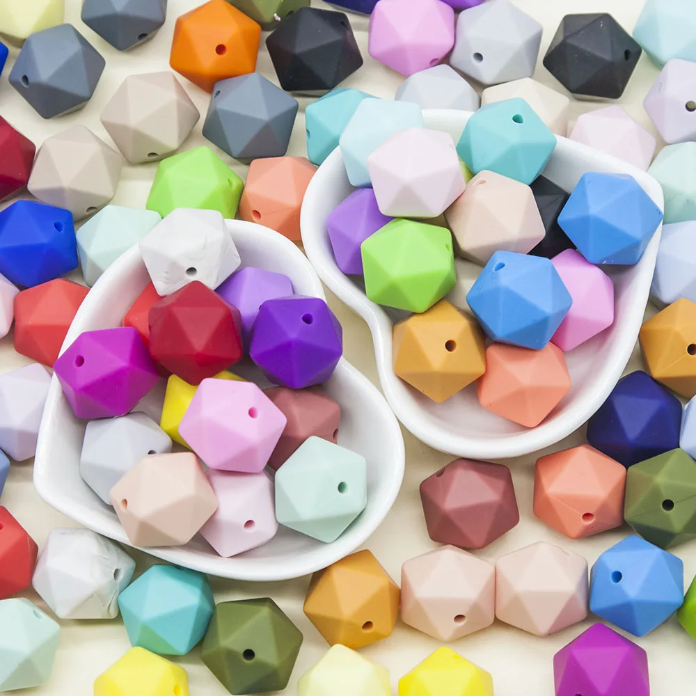 Cute-idea 10pcs 14mm Silicone Icosahedron Beads BPA Free Baby  Teething Chewable Beads DIY Pacifier Chain Toys Infants Goods