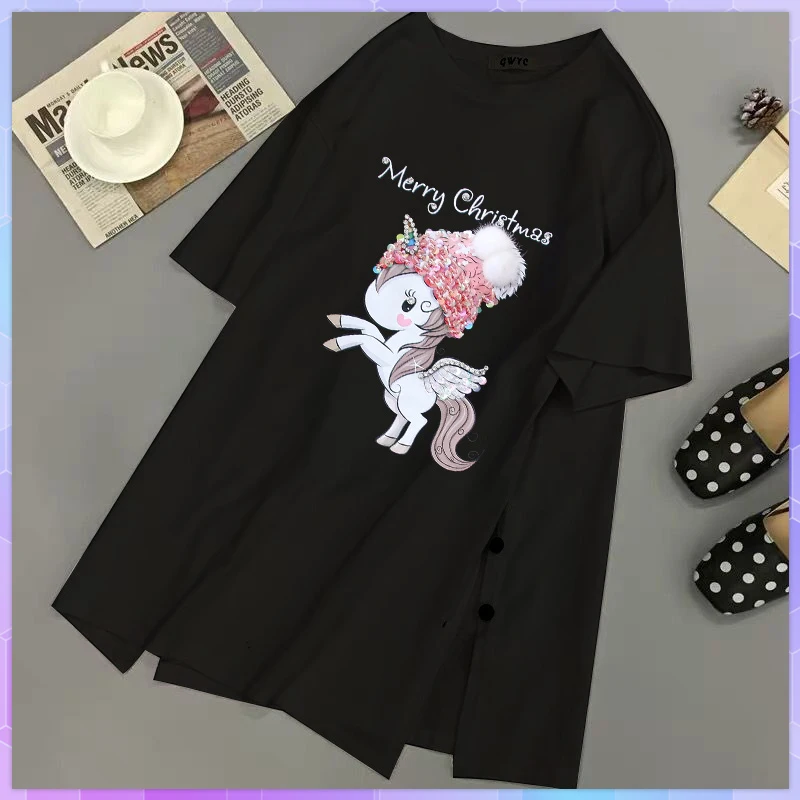 Cartoon Oversized T-shirt Women's Cotton Tee Shirt Short-sleeved Top Summer Korean Loose Tops Student Blusas Female Clothing