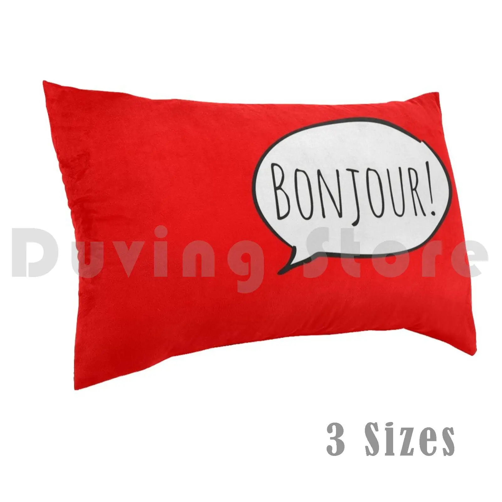 Cheery Bonjour! With White Speech Bubble ( Fran ? Ais / French ) Pillow Case Printed 35x50 Bonjour Say Bonjour