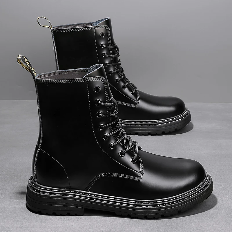 

Boots men's winter high-top men's shoes and velvet warm British style men's leather boots fashion Joker tide boots