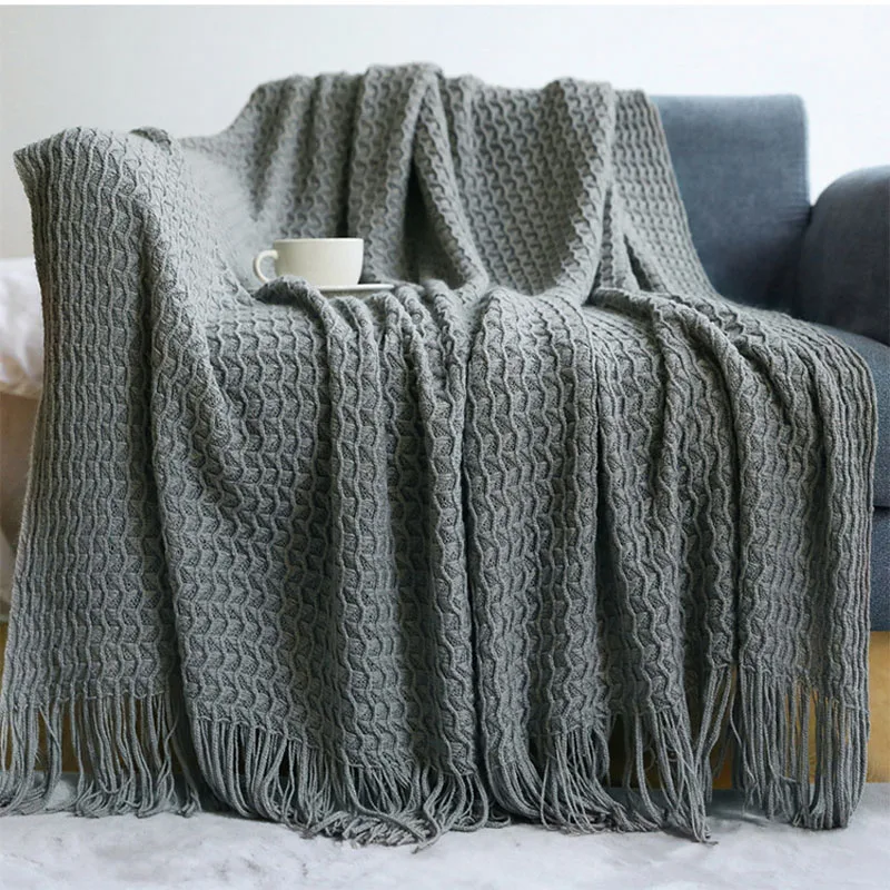 Nordic Knitted Blanket Sofa Throw Blankets Plaid on the Bed Sofa Travel TV Air Condition Soft Thread Blankets Bedspread Manta