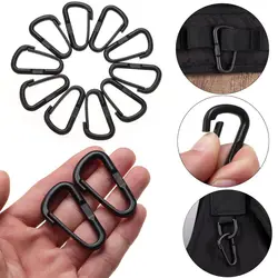 10/20pcs Plastic Nylon Black Climbing Camping Hiking Packback Buckles D Carabiner Water Bottle Hooks Keychain Snap Clip