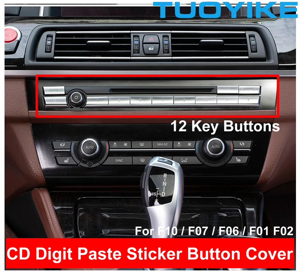 

Chrome ABS CD Digit Button Sequin Paste Cover Trim Sticker AC Air Conditioner For BMW 5/6/7 F10 F11 F18 GT F07 F06 F12 F01 F02