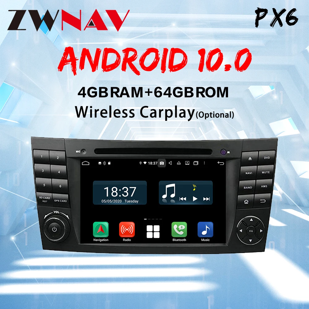 ZWNAV  Android 10 For Mercedes Benz E-Class W211 E300 CLK W209 CLS W219 2002-2009 GPS Navigation Multimedia Player SWC DVD CD