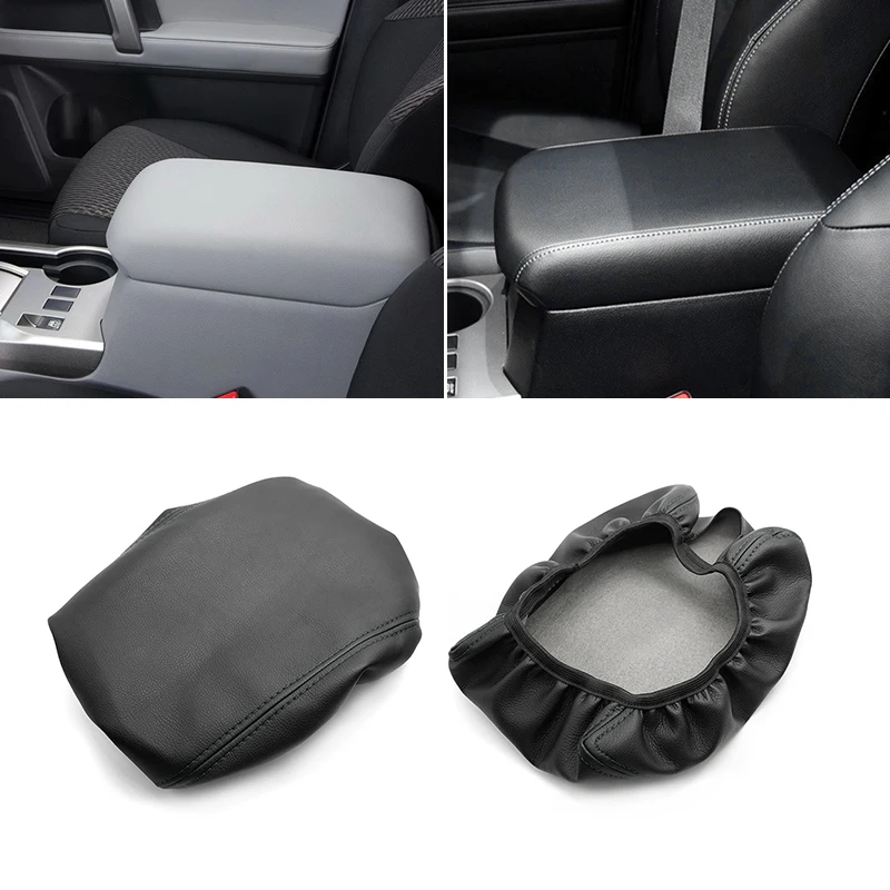 Center Armrest Leather Cover For Toyota 4Runner 2010 - 2016 2017 2018 Car Central Armrest Box Skin Cover Trim Elastic Bnad Type