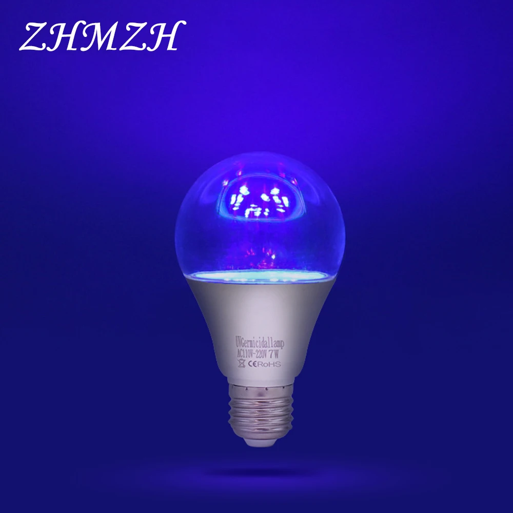 E27 LED UVA Sterilizing Lamp Bulb AC110-220V Ozone Free UV Desinfection Lamp  Ultraviolet LED Light 5W 7W Germicidal Lamp