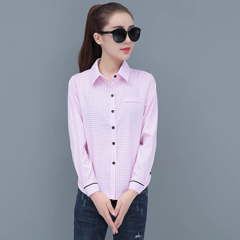 Donne Camicia A Maniche Lunghe All-abbinato Casual Plaid Gira-giù il Collare Camicette Blusa Feminina Il Mio NewIn