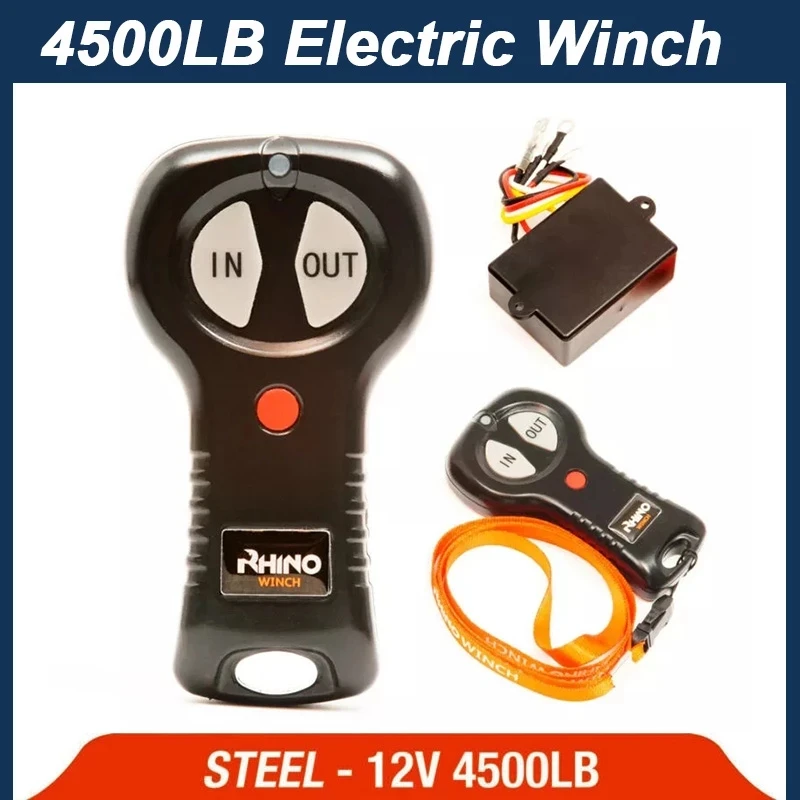 RU Electric Winch 12V 4500lb Remote Control Set Heavy Duty ATV Trailer High Strength Steel Electric Winch