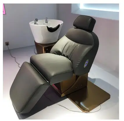 Electric shampoo bed automatic massage bed barber shop special semi-lying flushing bed high-end hair salon special rotating Japa