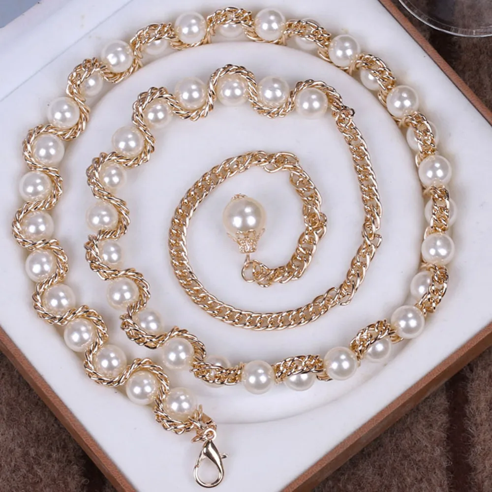 1pcs New Retro Style Simulation Pearl Metal High Quality Female Waist Chain Dress Skirt Decoration Accessories Women Belt