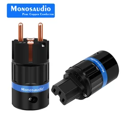 Monosaudio E104/F104 순수 구리 EU 버전 전원 플러그 유럽 남성 커넥터 Schuko 공급 케이블 잭 + IEC 암 플러그