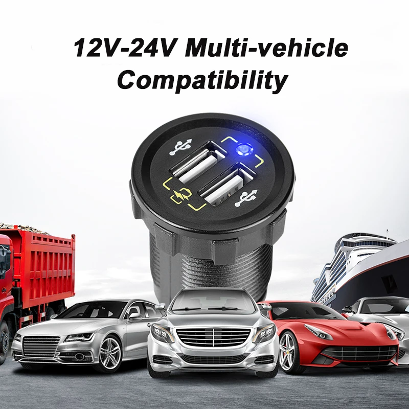 Quick Charge QC3.0 Dual USB Car Charger Waterproof 36W 12V USB Outlet Fast Charger Power Outlet for Marine Boat Motorcycle Truck image 4