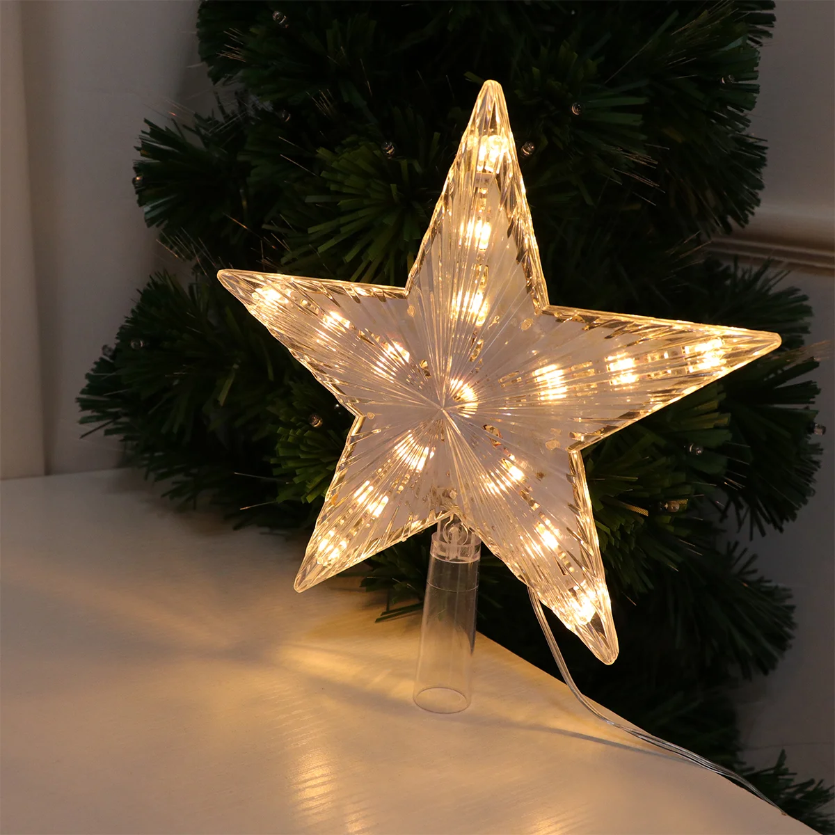 

Christmas Tree Star Topper Light LED Treetop Star Ornament New Year Christmas Decorations for Home with US Plug