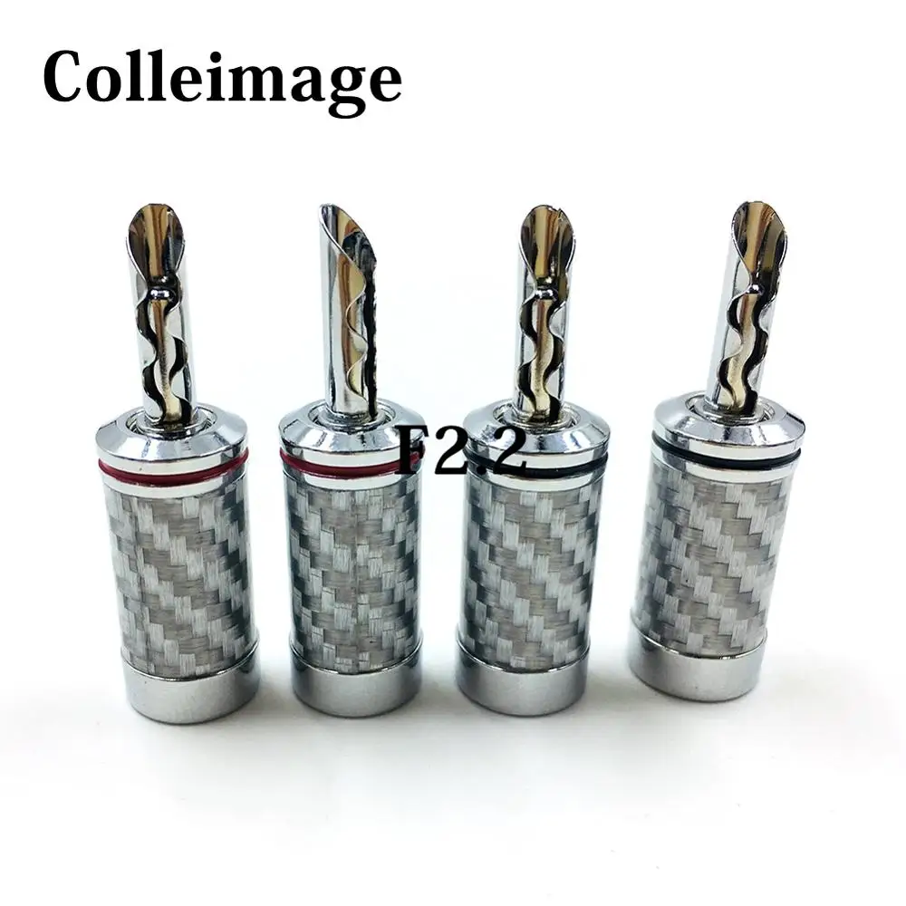 4Pcs High Quality HIFI  Rhodium plating Carbon Fiber Speaker Cable BFA Banana Male Terminal Jack Plug Audio Connector