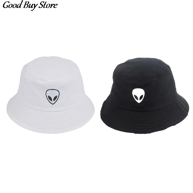 Cool Alien Print Bucket Hats For Women Men Sun Hat Summer Fashion Sunscreen Fisherman Panama Hip Hop Caps Breathable Cotton 2020