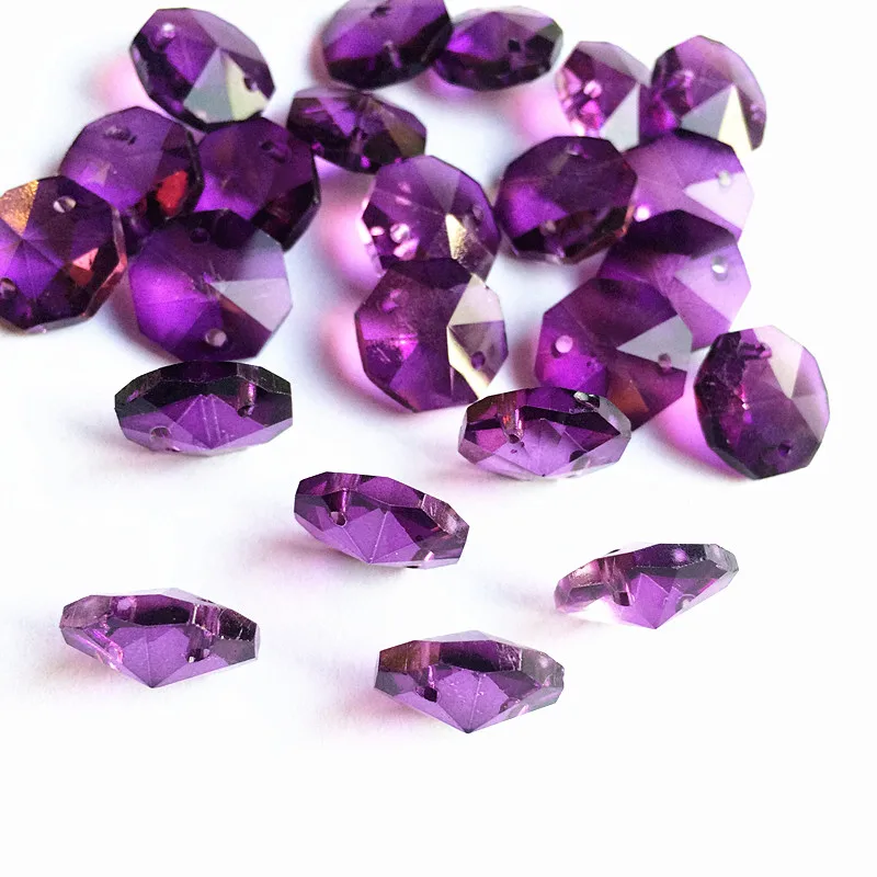 Top Quality 200pcs Multicolor K9 Crystal Glass Octagon Beads in 2 holes (Free Rings) Chandelier Parts DIY Beads Garland Strands