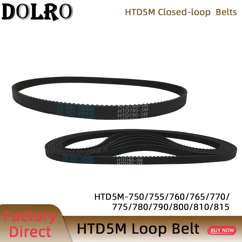 HTD5M Synchronous Timing belt Pitch length 750/755760/765/770/775/780/790/800/810/815 mm width 9/10/12/15/20/25 mm Rubber closed