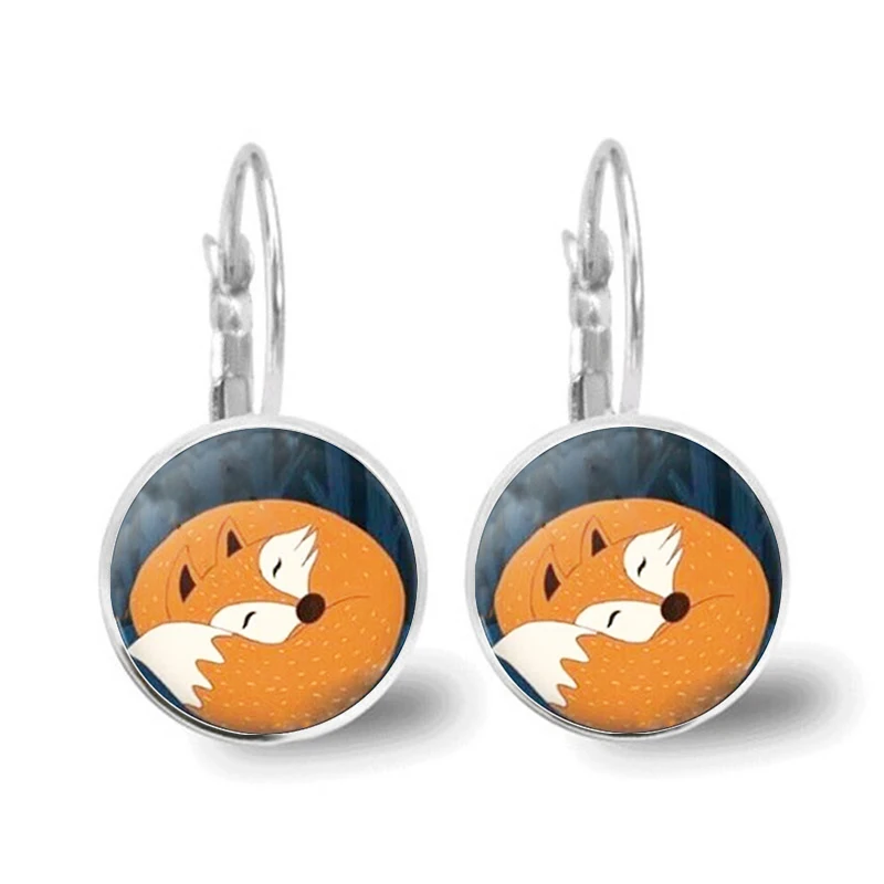 New/Glamour Fashion Exquisite Fox Style Pattern, Convex Glass Inlay Earrings, Women Wear Jewelry.