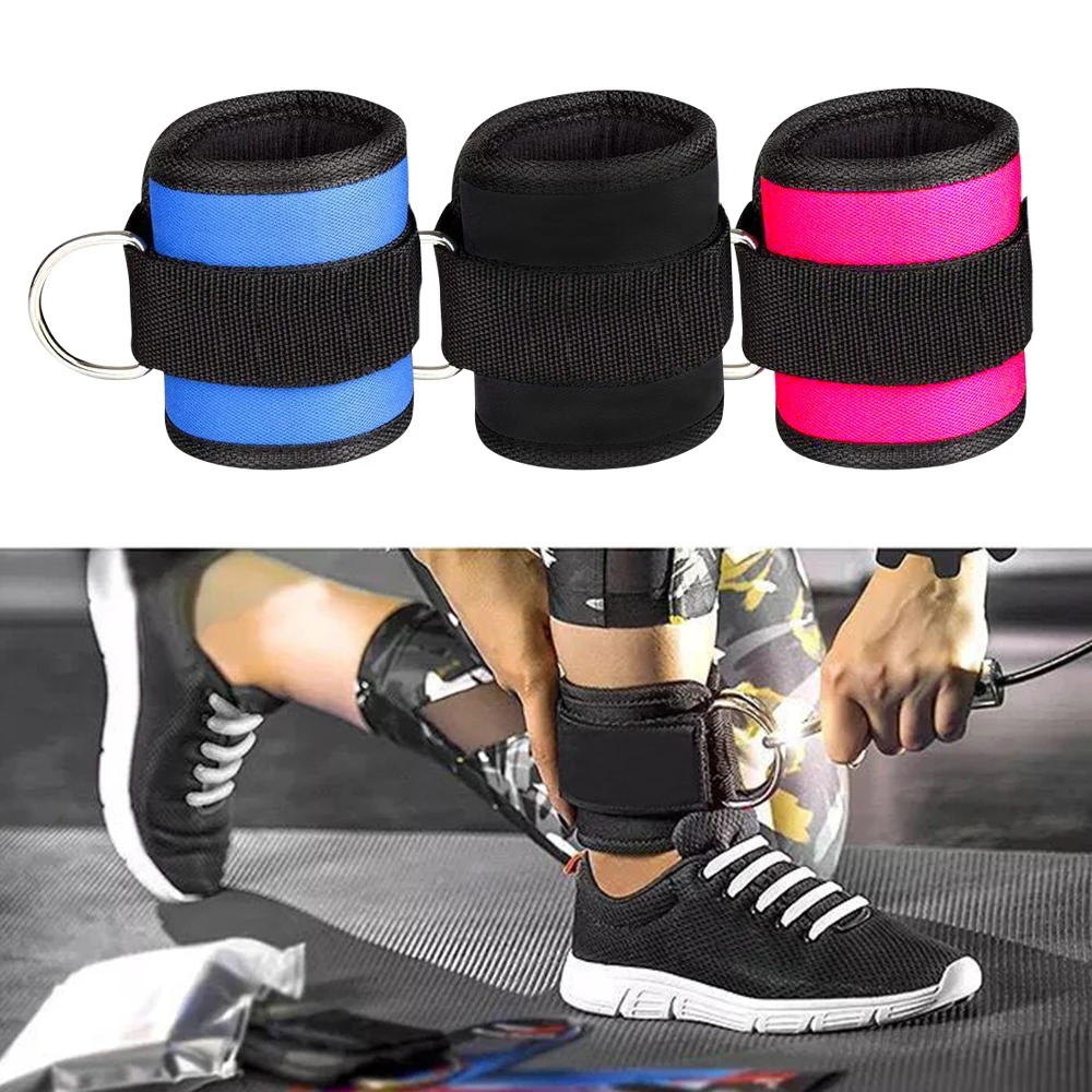 Gym Ankle Straps Double D-Ring Adjustable Neoprene Padded Cuffs Ankle Weight Leg Training Safety Abductors Brace Support Sport