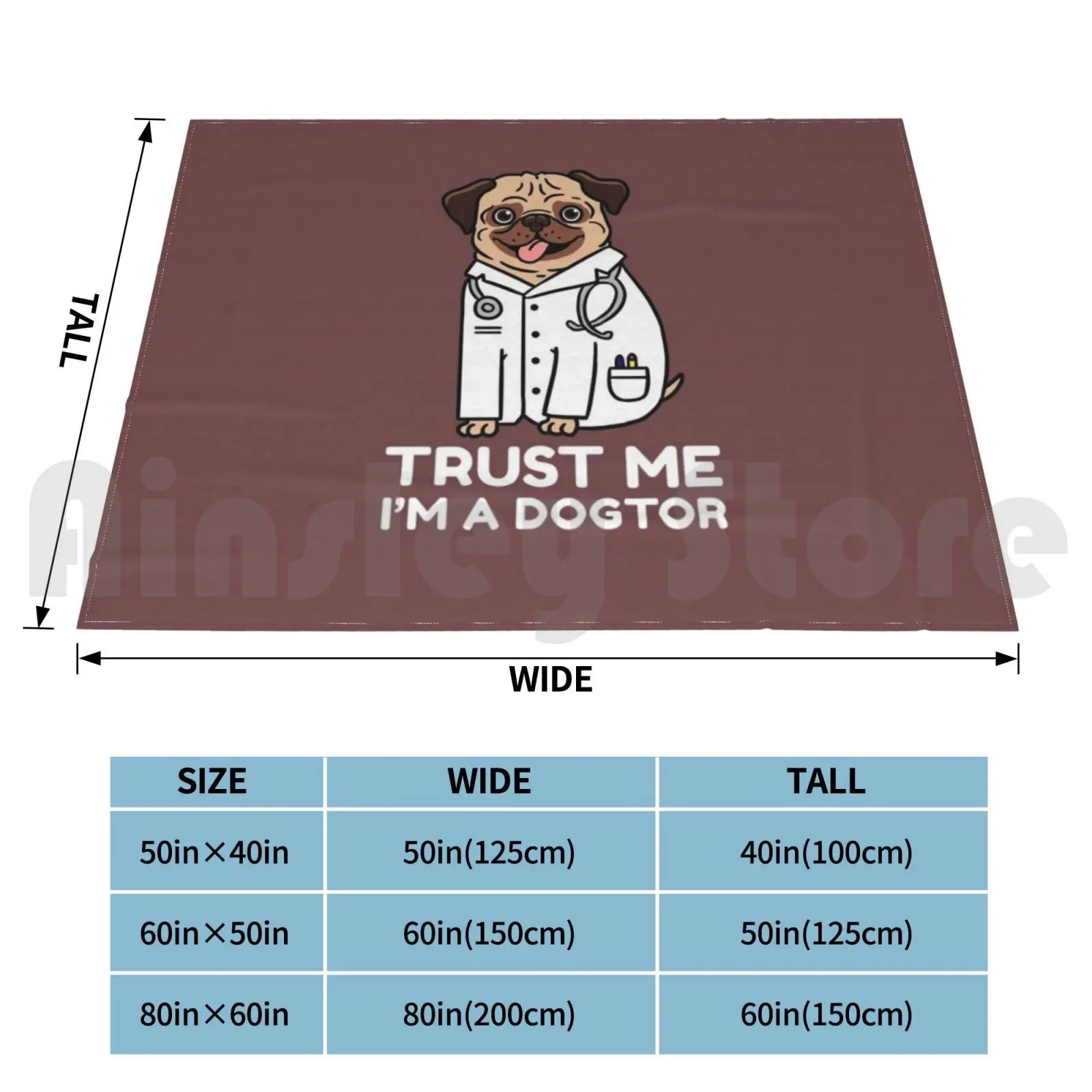 Trust Me I'm A Dogtor Veterinarian Blanket Fashion Custom Trust Me Im A Dogtor Dogtor Dog Veterinarian Pug Lover