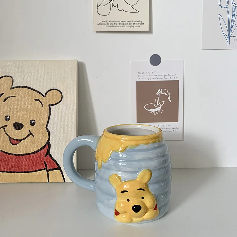 Disney Winnie the Pooh Honey Pot Cup Action Figure Toys Winnie Pooh Eeyore Ceramics Cup Cute Coffee Tea Mugs