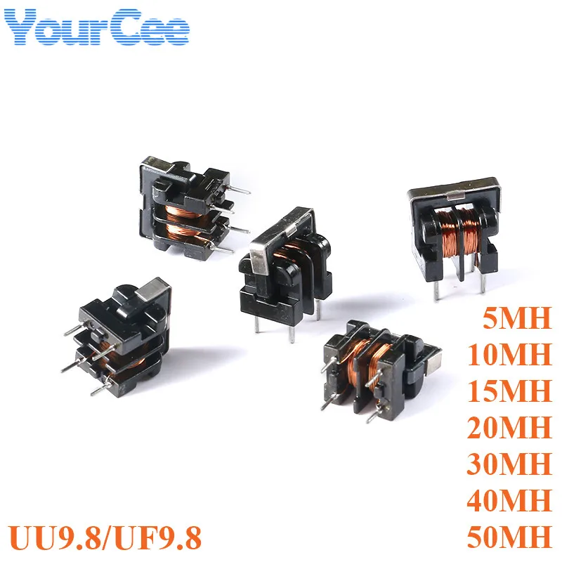 5PCS UU9.8 UF9.8 Common Mode Choke Inductor 5mH 10mH 15mH 20mH 30mH 40mH 50mH for Filter Inductance Pitch 7*8mm Copper Wire