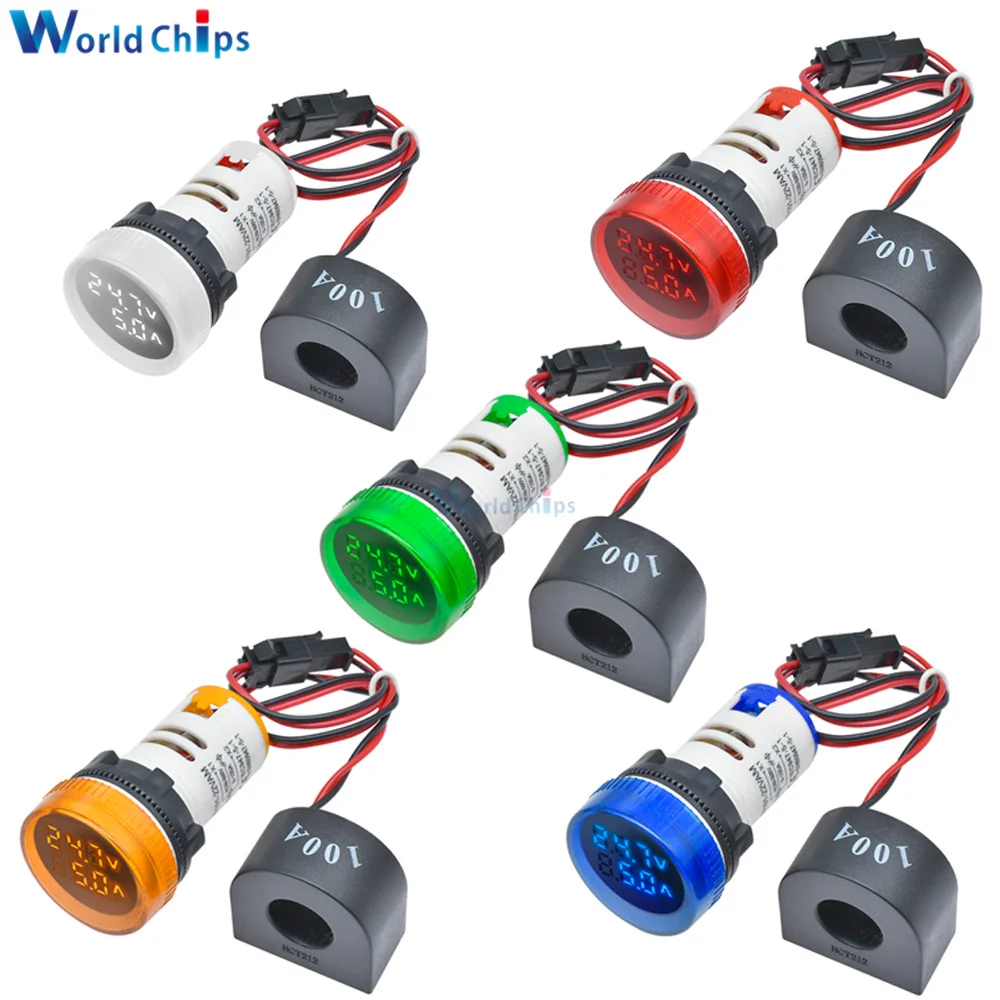 22MM Voltmeter Ammeter Module Ampere Current Voltage Hertz Frequency Meter LED Digital Display Indicator 0-100A 50-500V