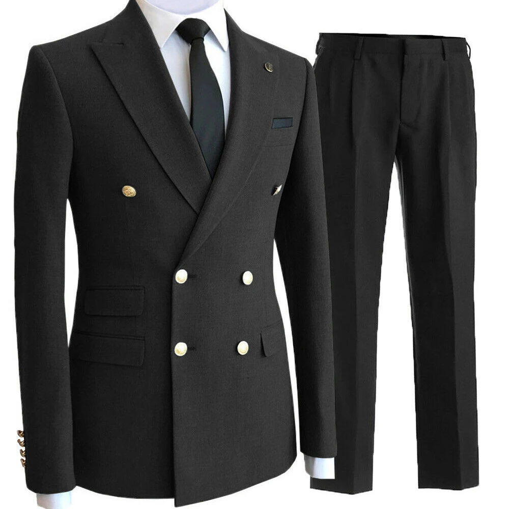 

Spring/Autumn Suit For Men 2 Pieces Wedding Tuxedo Slim Fit Groom Wear Double Breasted Blazer With Pants Trajes De Hombre Terno