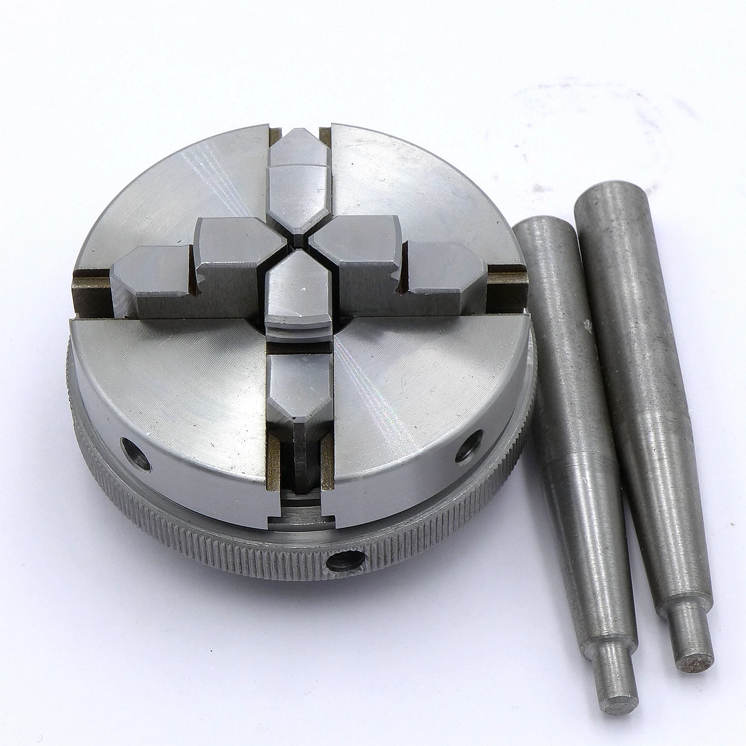 M14x1mm M14 Thread Spindle Shaft Pulley 2 Bearing DIY Wood Lathe Headstock with 4 Jaws Chuck K02-65 4 Inch Saw Blade