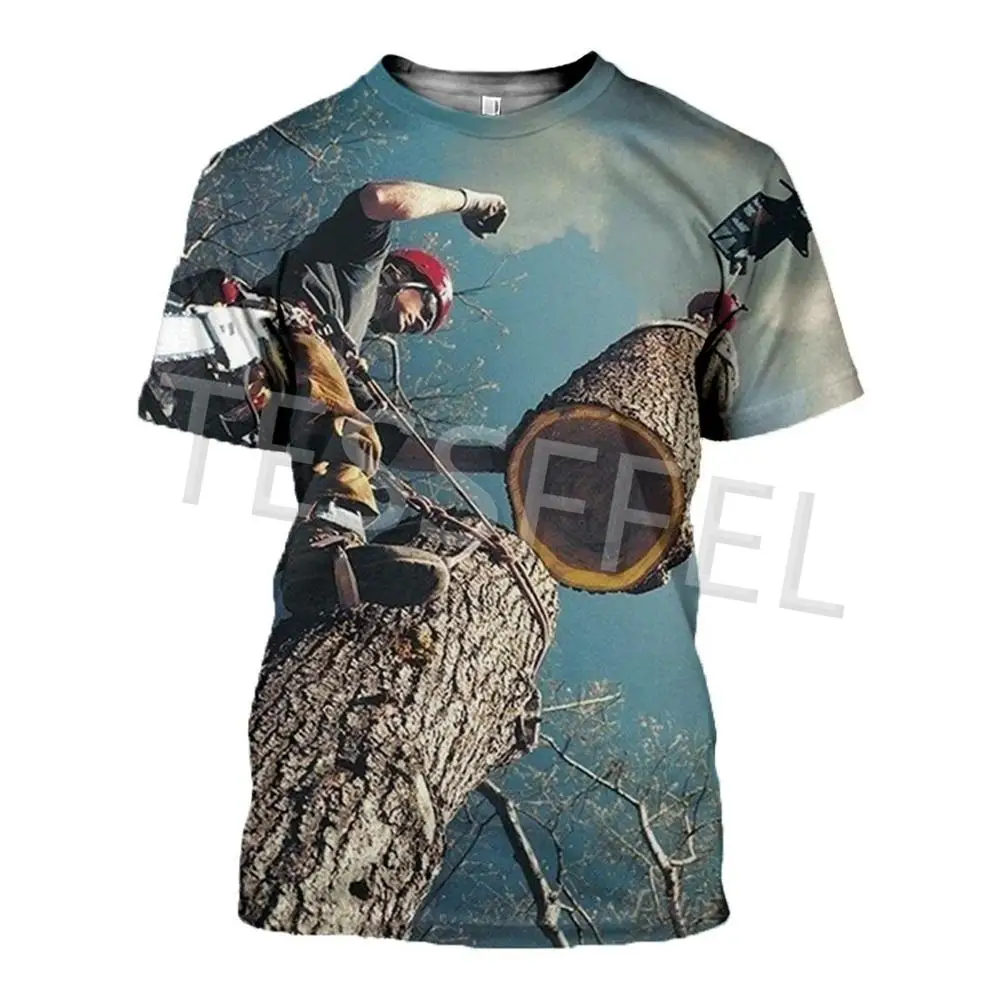 

Tessffel 3D Printed Chainsaw Lumberjack Forest Worker Summer Short Sleeve T-shirt For Men and Women Harajuku Clothing No.3
