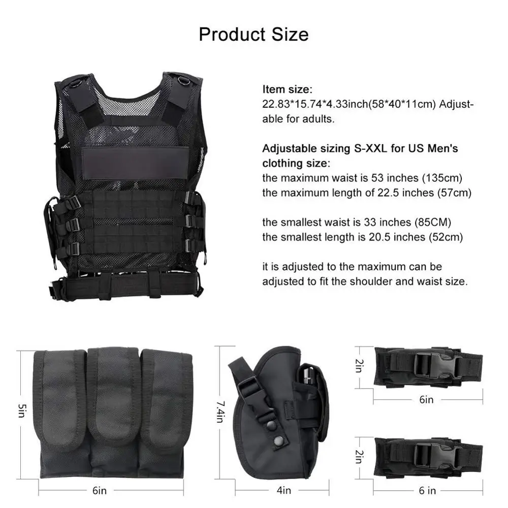 Imagem -04 - Tactical Hunting Vest com Peito Rig Caça Roupas de Segurança Swat Jacket Molle Multi-bolso Exército cs Hunting Acessórios Camping