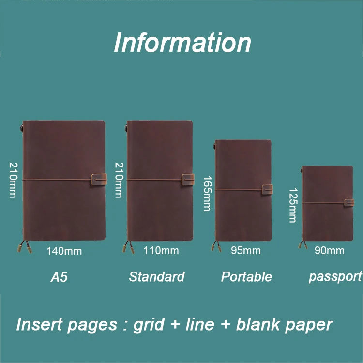 Кожаный дорожный блокнот, ретро кожаный блокнот для путешественников, деловой ежедневник ручной работы со свободными листами, дневник из воловьей