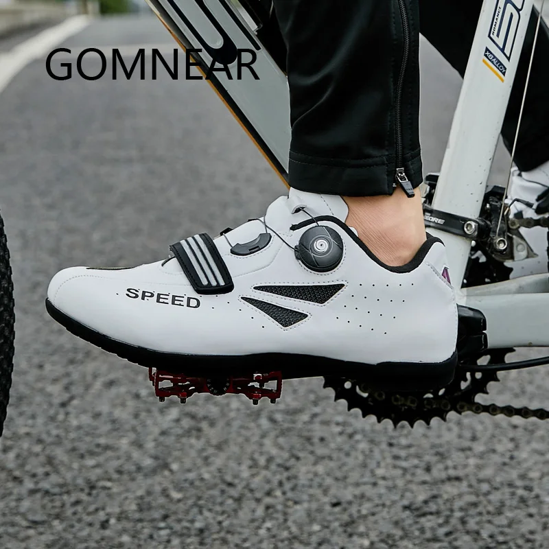 

GOMNEAR Mountain Road Bike Shoes White Lock Cycling Shoes Men Breathable Racing Road Bike Bicycle Sneakers Professional Athletic