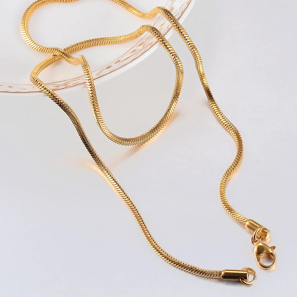 1 Stück, Breite 0,9 mm/1,2 mm/1,5 mm, goldfarbene quadratische Schlangenkette, Halskette für Männer und Frauen, Schmuck aus 316 Edelstahl. – Detail 6