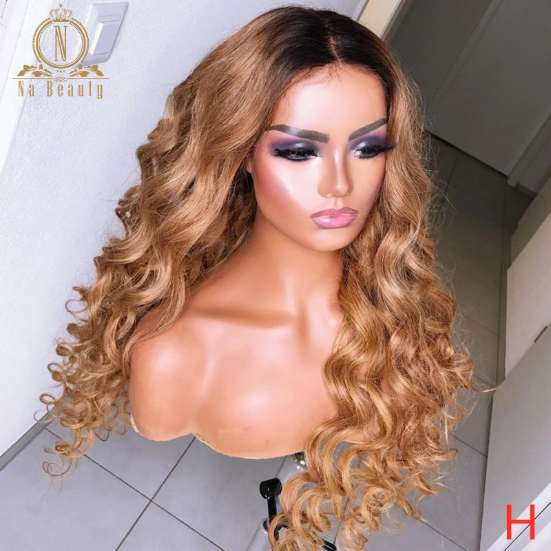 

180 Density Honey Blonde Lace Front Wigs Curly Ombre Colored Human Hair Wigs For Women Black 13x4 Lace Frontal Wig Remy Nabeauty