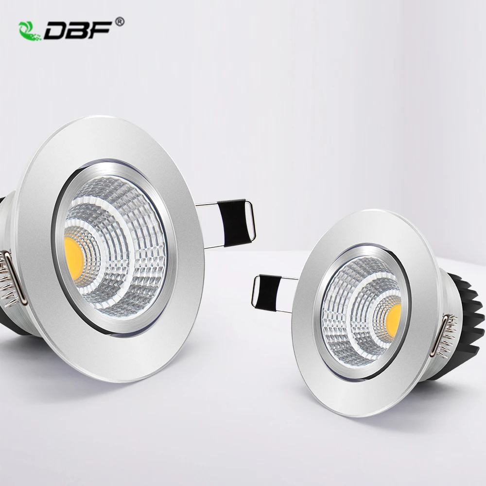 

[DBF]Silver Round Dimmable Recessed LED COB Downlight 6W/9W/12W/18W Recessed LED Ceiling Spot Light 3000K 4000K 6000K AC90-265V