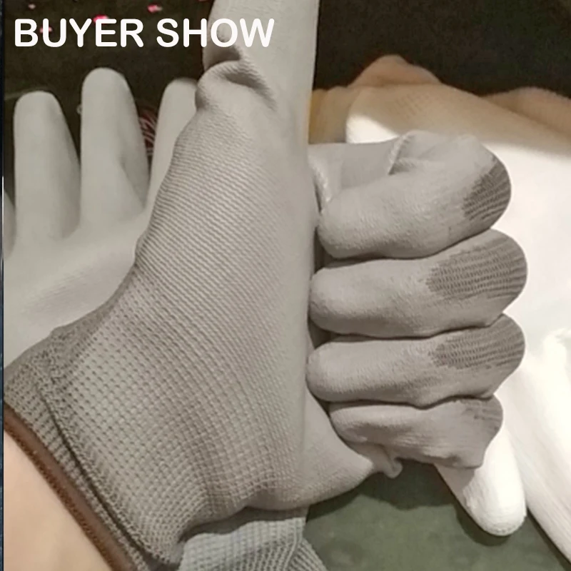 12 Pairs Safety Protective Coated PU Work Gloves Palm Coated Glove Mechanic Working Gloves CE Certificated EN388 4131X