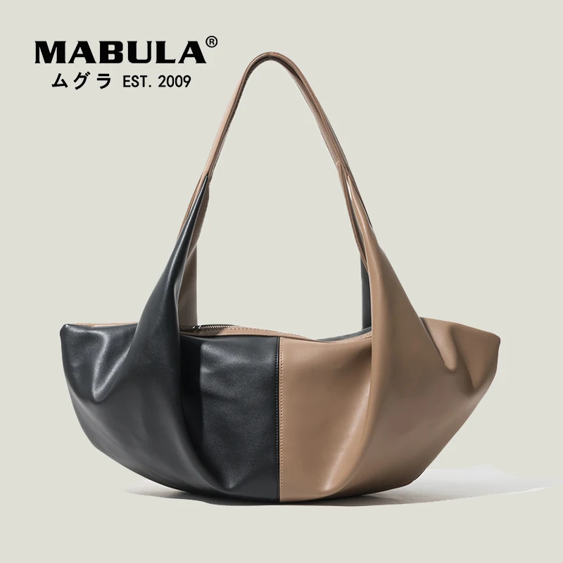 MABULA Checkerboard Market Women Underarn Shoulder Bag Vintage Dumpling Design Leather Tote Handbags Casual Phone Purses