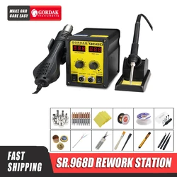 GORDAK 968D Double Digital Display 2 In1 Hot Air Gun Soldering Station Mobile Phone Chip Repair Desoldering Tools