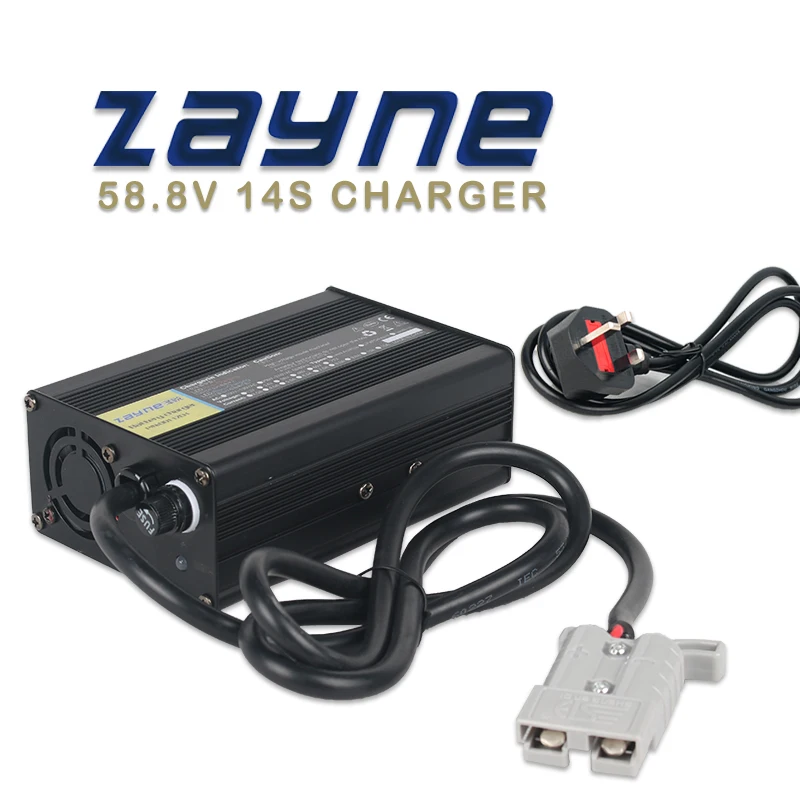 ZAYNE 48V 5A 14S 58.8V Li-ion Battery Charger 100V-240V Metallic aluminum case apply 14S 48v 48.8V battery pack