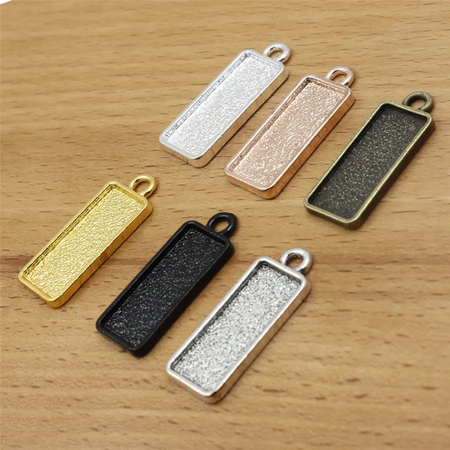

Onebeading Fit 10x25mm Rectangle Cabochons Pattern Glass Frame Bezel Base Settings Pendant Tray Blank DIY Accessory Gift 10pcs