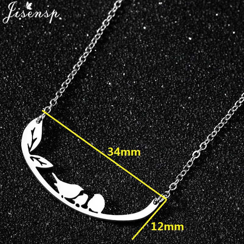 Stainless Steel Little Birds Necklace Simple Style Birds on the Branch Necklaces & Pendants Personality Family Jewelry Gifts