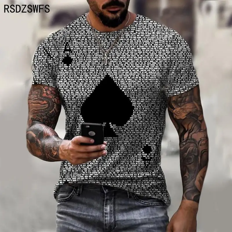 2021 Summer New Fashion Trendy Men Street Poker At Shirt 3d Printing Printing Trendy Men Short-sleeved O-neck 3d Printingxxs-5XL