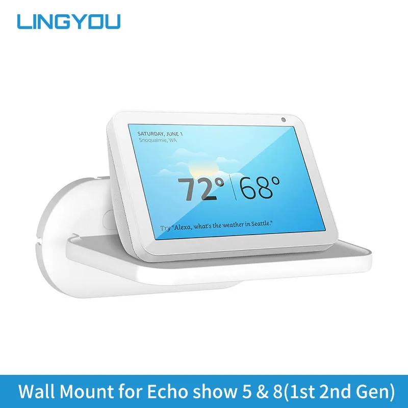 LINGYOU Wall Mount Outlet Shelf Holder for Amazon Echo Show 8 1st 2nd 5/Nest Hub/JBL Xtreme/Anker Soundcore/Bose SoundLink Mini