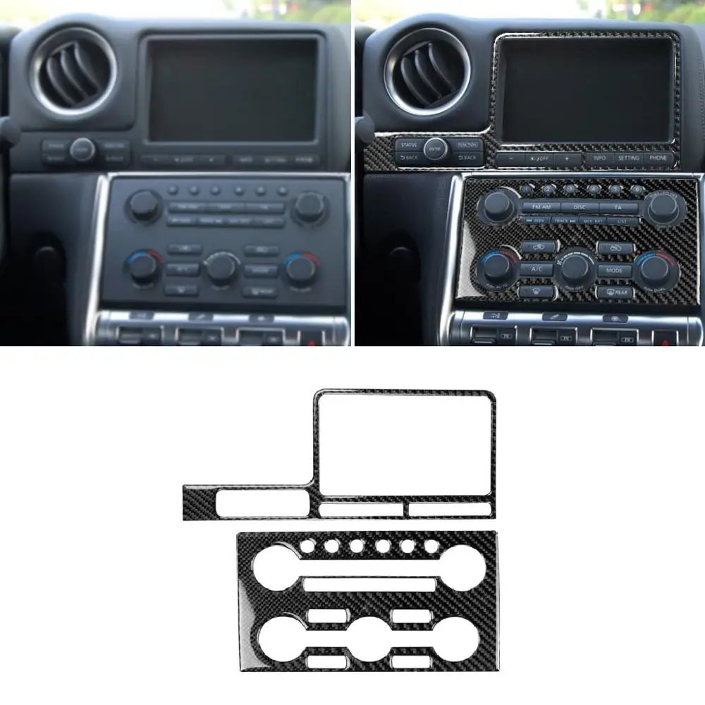 

Carbon Fiber Radio Climate Control Console Sticker Navigation Display Surround Cover Set Car Accessories Fit For Nissan GTR R35