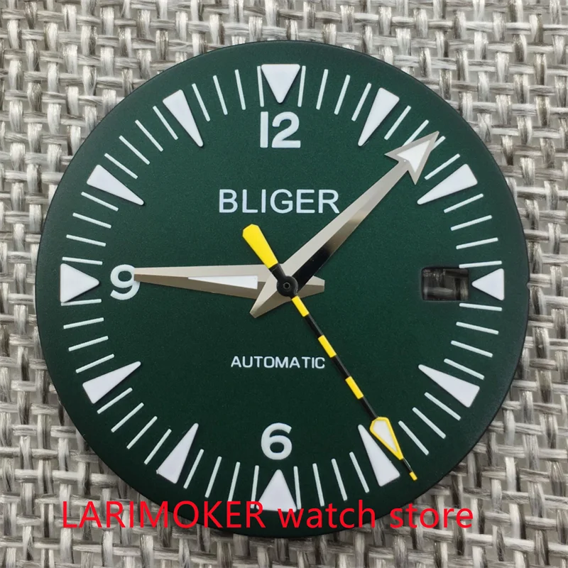 New 32mm black/green/blue/green luminous dial and hands with NH35 movement