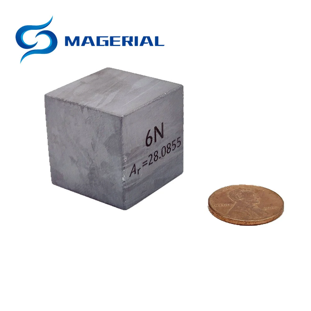Cube en silicium de 25.4mm Si, purification à la cible, haute pureté, Collection d'éléments en cristal, Science, densité de 1 pouce